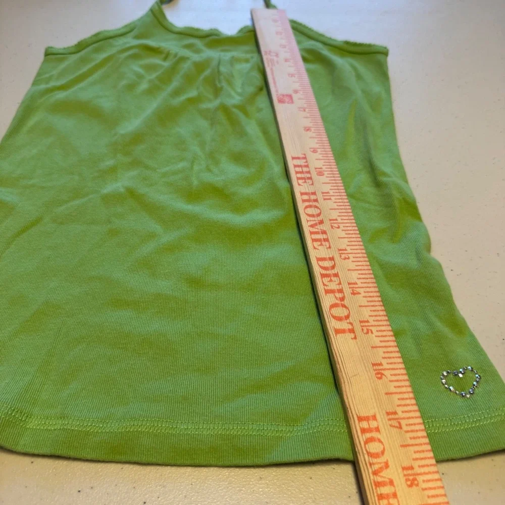 Y2K Aesthetic Girls Size 10 Gap Kids Green Halter Top Rhinestone Heart vintage